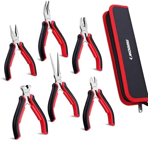 ARROW Mini Pliers Set, 6PC Precision Jewelry Craft Pliers Kit