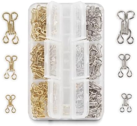72 Pairs Hook and Eye Sewing Kit – Silver and Gold Bra Hooks Replacement in Multiple Sizes, Ideal for DIY Clothing Repairs, Underwear Alteration, and Home Sewing, with Storage Box