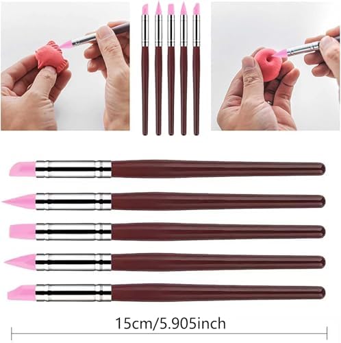 30Pcs Clay Sculpting Tool Set, Polymer Clay Kit with Silicone Sculpting Brushes, Wooden Carving Tools, Ball Stylus, Dotting Pens & Smoothing Sponge, Multi-Function Craft Tools for Pottery, Ceramic