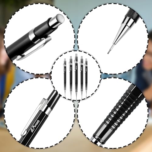 Outus 8 Pcs Metal Mechanical Pencils with Lead Refills, Black