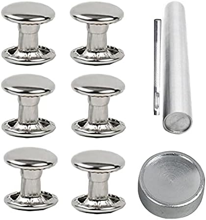 85sets Stainless Steel Leather Rivets with Tools Kits Double Cap Rivet Tubular Metal Studs Repairs Decoration Craft Accessories for Leather Craft Clothes Shoes Bags Belts (8mm Silver with Tools)