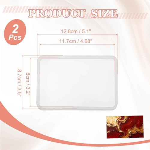 MECCANIXITY 2 Pcs Coaster Silicone Casting Mould, 11.7x8cm/4.68x3.2in Rectangle Shape Epoxy Casting Resin Mould Tools for Resin Coaster Home Decor DIY Craft Handmade Colorful Amber Handicraft