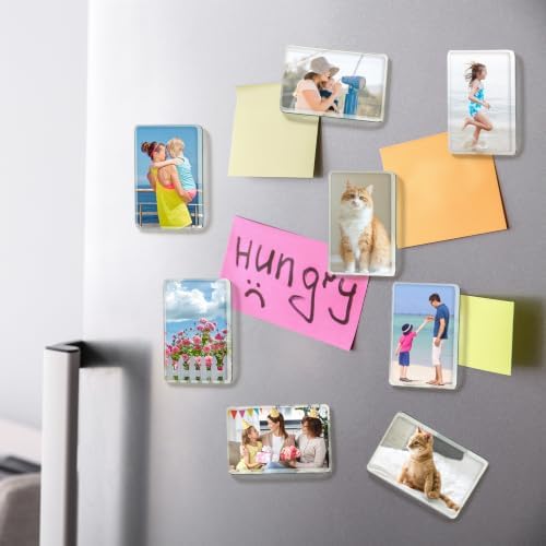 25 Pcs DIY Acrylic Fridge Magnet Kit Rectangle Fridge Magnet Craft Set with Adhesive Backing Make Your Own Magnet Kit for Photo Office Classroom Cabinets Kitchen 2 × 3.15 Inch