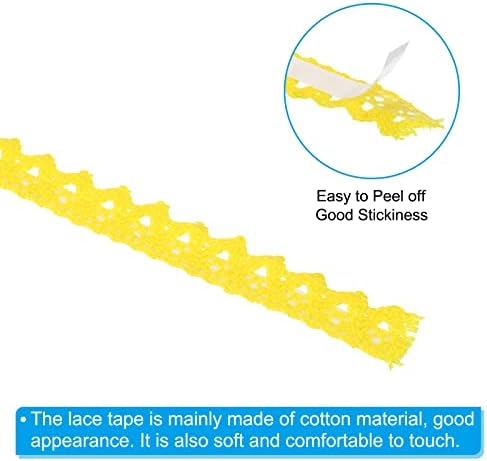 PATIKIL 0.6" Wide 2 Yards Self-Adhesive Lace Tape Lace Ribbon, 3 Pack Cotton Washi Trim Stickers Masking for Craft Scrapbooking DIY Card Making, Yellow