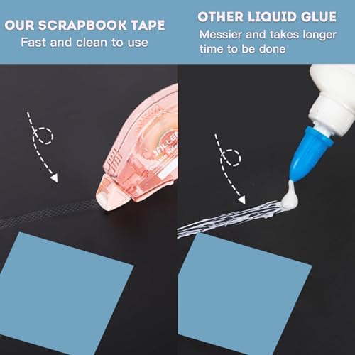 Amanbo 6 Pack Glue Tape for Scrapbooking, Scrapbook Double Sided Tape Roller for Crafts, Total 118 Ft x 0.24 in Tape Runner, Craft Supplies for Scrapbooking, Gift Wrapping and Photo Tape