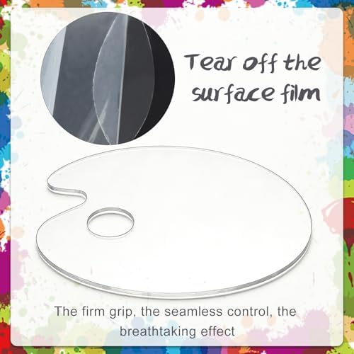 2Pcs Acrylic Clear Paint Palette with Thumb Hole,11.8 x 7.9+9.8 x 5.9In