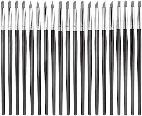 HARFINGTON 20pcs Silicone Clay Sculpting Tool Clay Sculpting Shaper Rubber Tip Shaping Pen Pottery Clay Shaping Carving Tool for Ceramic Sculpture Polymer Clay, Gray