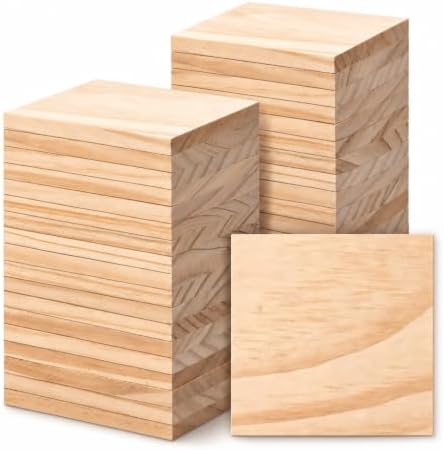 FSWCCK 36 Pcs 3x3 Wood Squares, Smooth Wooden Blanks for Laser Engraving