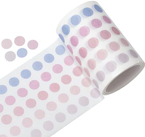 YUBBAEX Morandi 5/16" Dot Washi Tape Round Stickers 1250 Dots Stickers for Journal Planner Scrapbooking 2 3/8" x 10‘ (Genial)