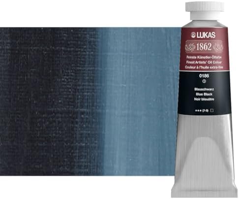 Lukas 1862 Professional German Oil Paint, Blue Black 37 mL - w/Beeswax & Non-Yellowing Sunflower Oil, Short Drying Time, Smooth, Outstanding Lightfastness