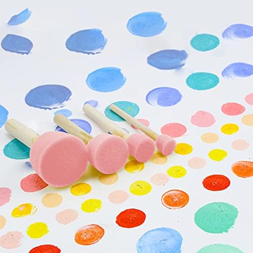 WAFJAMF 40 Pcs Round Sponges Brush Set 4 Sizes DIY Painting Tools Pink