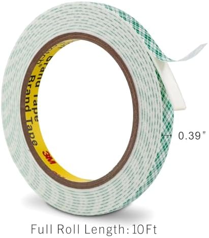 3M Double Sided Foam Tape 0.39" x 10Ft Peel and Stick Mounting Tape, White