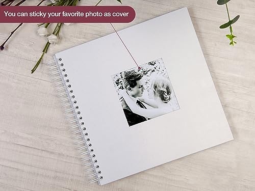 potricher 12 x 12 Inch Large DIY Scrapbook Photo Album 80 Pages, White | Thick Kraft Paper Scrap Book Photo Albums, Memory Book for Wedding, Anniversary, Baby, Family, Travel, DIY Projects