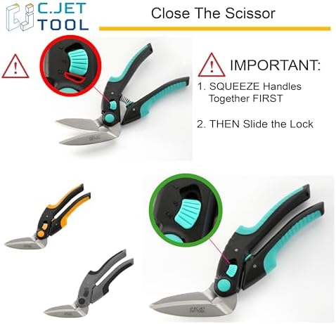 C.JET TOOL 10" Heavy Duty Scissors - Carpet Cutter, Industrial Multipurpose for Cardboard, Leather, Pruning, Gardening - Professional Soft Grip Stainless Steel (Black)