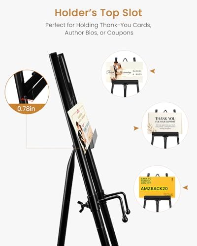 53.9" Black Easel Stand for Sign, Heavy Duty Metal Display Easel with Storage Bag, Adjustable Art Easel for Wedding Sign, Painting, Picture