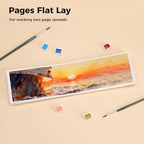 Watercolor Journal - 100% Cotton Cold Press Paper | 20 Sheets 40 Pages | 300GSM (140lb) | PU Leather Cover Watercolor Sketch Books for Artists Painting,Mixed Media 7.0 in x 3.7 in