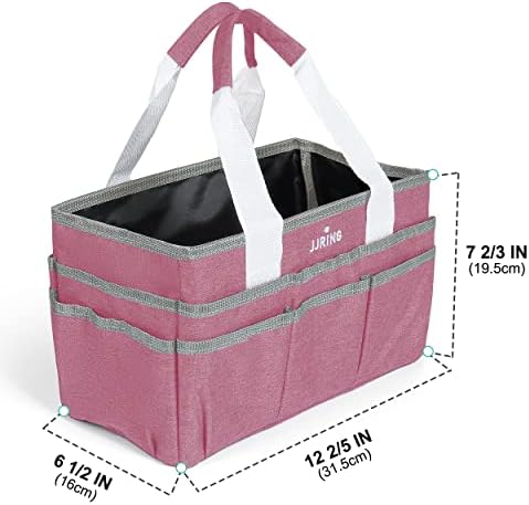 JJRING Craft Organizer Tote Bag Art Storage Caddy Pink | With Multiple Pockets For Sewing, Scrapbooking, School, Medical, And Office Supplies