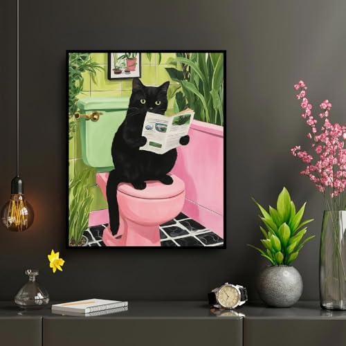mjcakrn Black Cat Paint by Numbers Kit for Adults Beginner 16X20 inch | Adult Paint by Number Kits on Canvas, DIY Acrylic Oil Easy Painting by Numbers for Home Wall Decor (Without Frame)