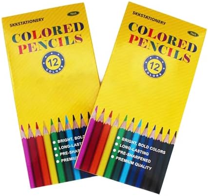 SKKSTATIONERY Colored Pencils, 144Pcs, 12 Colors | Pre-sharpened, Bulk Back to School Supplies, For Teachers, 12pcs/box
