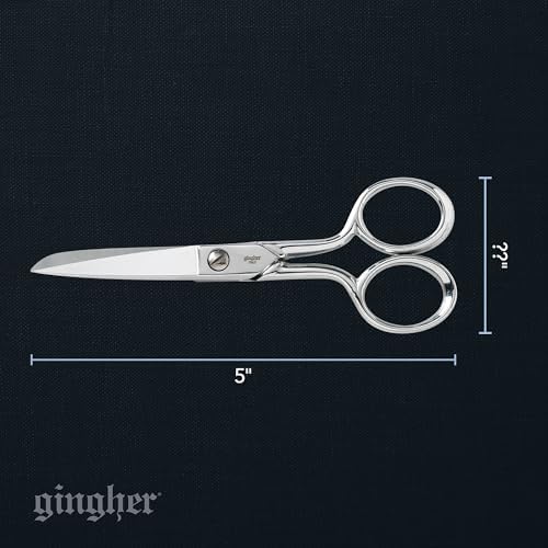 Gingher 5" Straight Fabric Scissors for Cutting Curves & Buttonholes