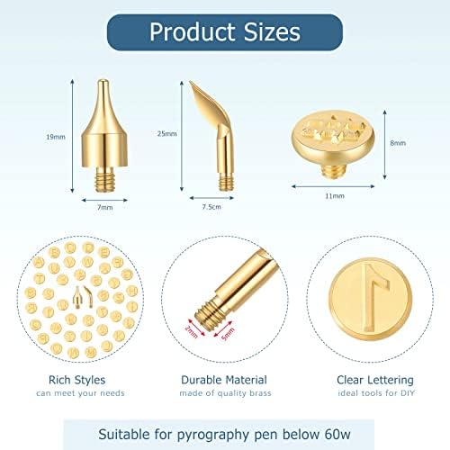 Lothee 43 Pcs Wood Burning Tips Kit, Wood Burning Letters Numbers Alphabet Stamps Stencils Templates for Stippling Embossing Branding Crafts Personalization Tools Gift for Dad(Alphanumeric)