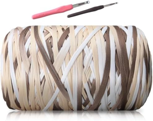 MESTOON 1000g T-Shirt Yarn Soft Elastic Crochet Cappuccino
