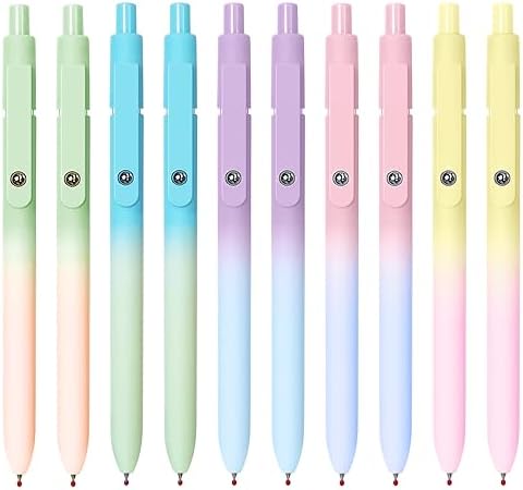 UIXJODO Gel Pens, 10 Pcs Black Ink Pens for Women, 0.7mm Medium Point Smooth Writing Pens with Silicone Grip, High-End Series Metal Clip Retractable Pens for Journaling Note Taking (10 Pcs Pastel)