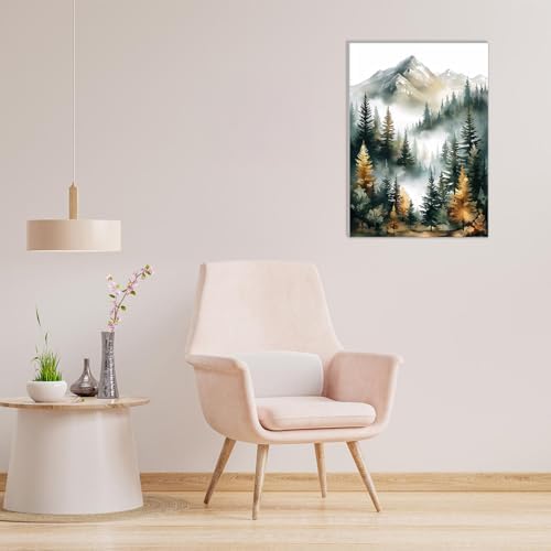MAXBYE Forest Paint by Numbers Kit for Adults with Frame and Wooden Easel, Easy Painting Numbers Art Kits with Frame on Canvas, DIY Acrylic Painting Kit for Gift Home Wall Garden Decor 10×14 in