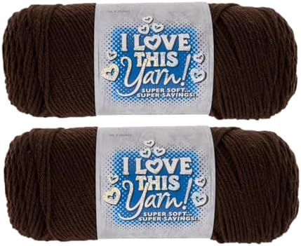Hobby Lobby I Love This Yarn, 100% Acrylic, 220 Coffee, Set of 2