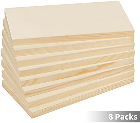 ADXCO 8 Pack Wood Panels 6 x 12 inch Wooden Canvas Board Unfinished Wooden Panel Boards for Painting, Arts, Pouring Use with Oils, Acrylics