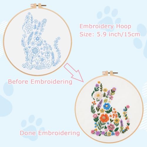 Nuberlic Embroidery Kit for Beginner,Floral Embroidery Practice Kit