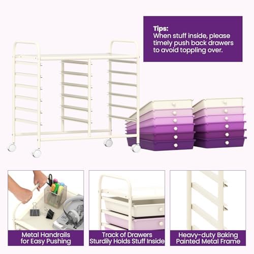 COSTWAY 12-Drawer Rolling Storage Cart, Utility Storage Organizer Cart