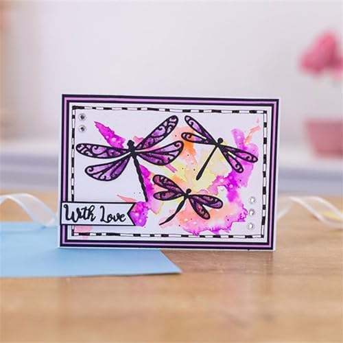Scrapbooking Die-Cuts, Layer Frame Net Set Metal Cutting Dies for Card Making, Paper Craft Template, Background Embossing Stencils, DIY Album Décor (3 Pcs Dragonfly-9.3x7.7cm)