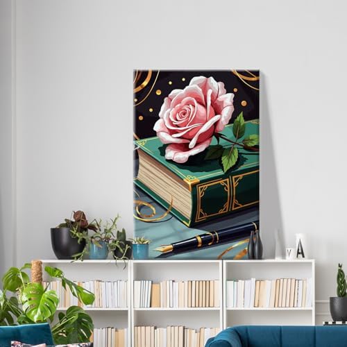 ATDMS Flower Paint by Numbers Kit for Adults with Frame, 8x12 Inch