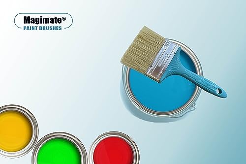 Magimate Stain Brush 4-inch Chip Brush Wide Flat Bristle Paint Brush for Painting Walls, Cabinets, House Touch-ups and dust Cleaning Teal