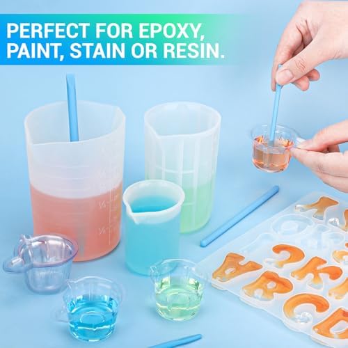 Gartful 6PCS Silicone Stir Sticks, Reusable Mixing Sticks for Epoxy Resin, Paint, Making Glitter Tumblers Cups, Arts, Crafts, Facial Mask Stirring Rods, Blue