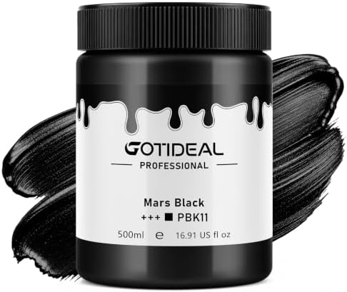 GOTIDEAL Black Acrylic Paint, Mars Black Large Paint (500ml/16.9oz)