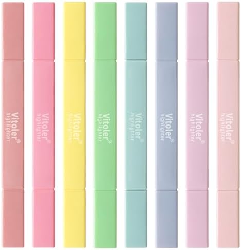 Vitoler Highlighters, 8pcs Chisel & Fine Tips Aesthetic Highlighters