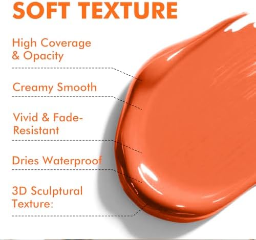 GOTIDEAL Orange Acrylic Paint, Orange Red Paint (250ml / 8.45oz) Tube