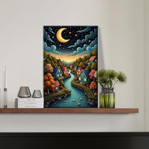 JOOZ Landscape Paint by Numbers Kit for Adults with Frame, 8x12 Inch