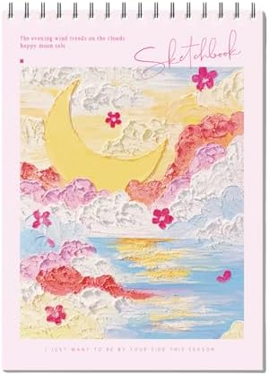 EOREA Pink Cover Sketchbook 8x11.5 Spiral Drawing Notebook