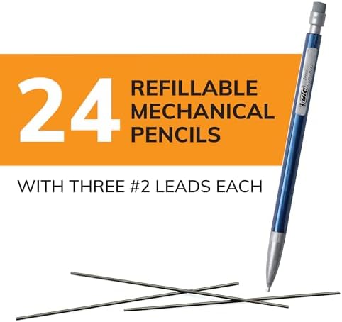 BIC Xtra-Precision Mechanical Pencils, Fine Point, 0.5mm, 24-Count Pack | Mechanical Drafting Pencil Set | Crisp, Precise Lines | Clean-Erasing Lead | Strong Core | Ideal for Drafting and Writing