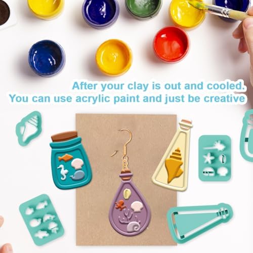 16Pcs Glass Bottle Polymer Clay Cutters Drift Bottle Ocean World Clay Earrings Cutters Polymer Jewelry Cutter for Earrings Making Birthday Party DIY Supplies