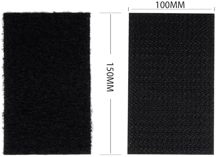 Melsan 4x6 Inch Hook and Loop Tape Heavy Duty - 4 Sets - Strong Back Adhesive Fastener for Home Office Indoor Outdoor Use - Instead of Holes and Screws, Black