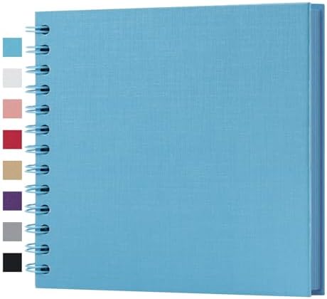 potricher 7 x 7 Inch Small DIY Scrapbook Photo Album 40 Pages, Blue | Thick Kraft Paper Scrap Book Photo Albums, Memory Book for Wedding, Anniversary, Baby, Family, Travel, DIY Projects