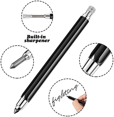 Outus 3 Pcs 5.6 mm Lead Holder Mechanical Pencils Sketch up Automatic Clutch Graphite Pencil with Built-in Sharpener Lead Pencil For Construction, Draft Drawing, Crafting, Art Sketching(Black)