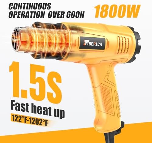 1800W Dual-Temp Heat Gun (572°F & 1202°F) with 4 Nozzles