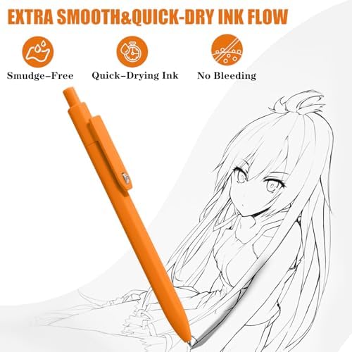Vitoler Pens, Black Ink, 8pcs 0.5mm Smooth Writing Gel Pens with Fidget