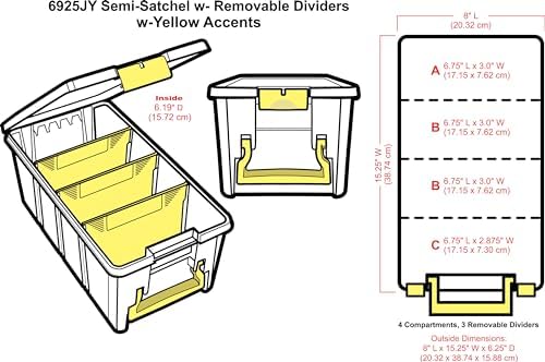 ArtBin Semi Satchel Craft Organizer with 3 Dividers, Yellow Accents