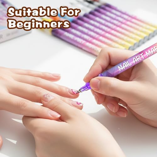 12 Colors Nail Art Pens Set, Nail Art Markers Polish Pen for 3D Nail Art, Drawing Painting Liner Brush for DIY Nail Art Beauty Adorn Manicure Tool (36 colors)